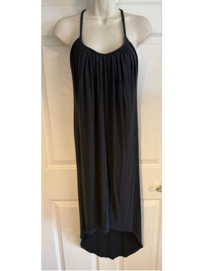 JJ Winks Dark Gray Ribbed High Low Maxi Lounge Dress Built In Bra Size XS